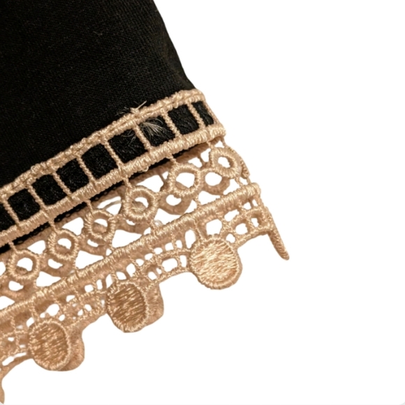 NWT Cupshe Black V-Neck Boho Lace Trim Mini Dress Beach Casual M - Picture 7 of 11